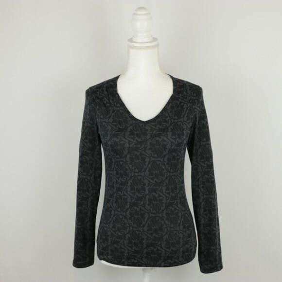 Exofficio Dri-Release Women's XS Black Gray Floral Burnout Long Sleeve Blouse - Picture 1 of 8